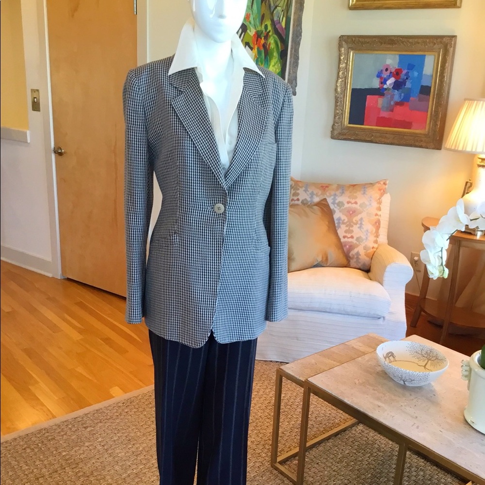 Armani Collezioni Houndstooth Wool Blazer